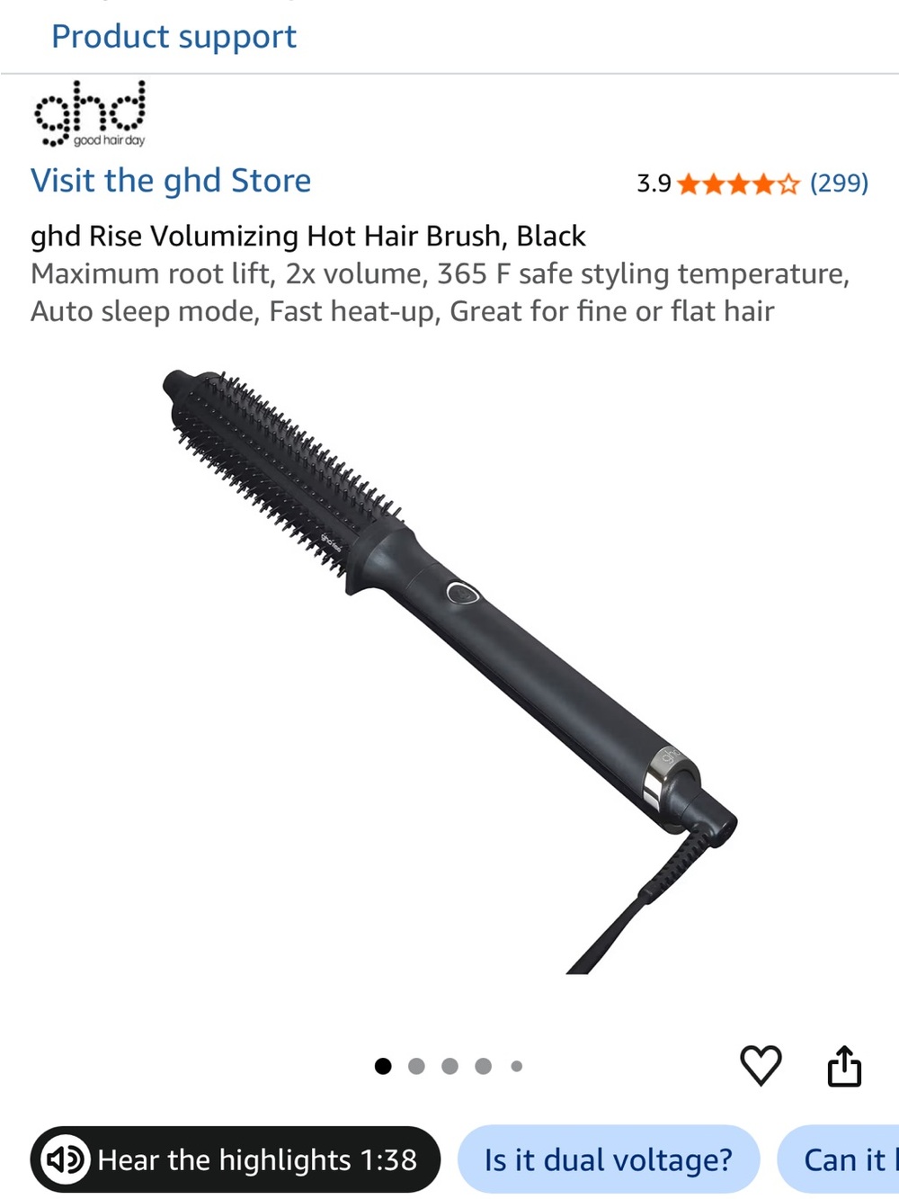 ghd Rise Volumizing Hot Brush - Black